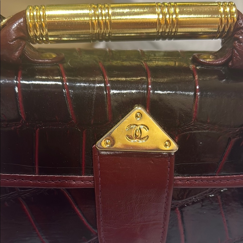 CHANEL deep maroon alligator Satchel with Gold Hardware, never used!